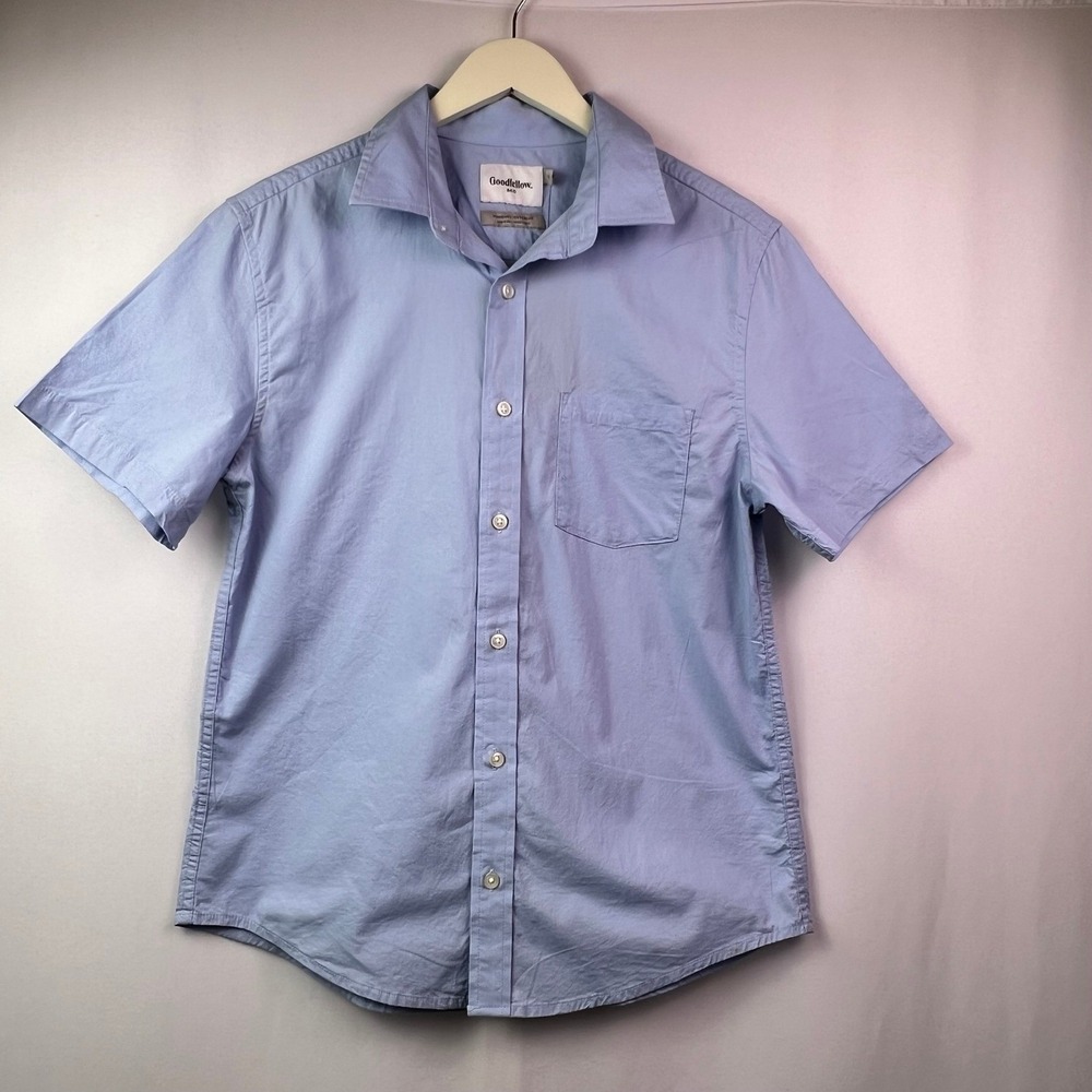 Goodfellow & Co Mens XXL Clean Blue Poplin Short Sleeve Button Down Shirt NWT